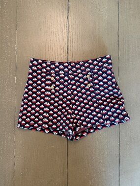 Janie and Jack Toddler Girls’ Pull-On Navy Sailboat Jacquard Shorts • Size 3Y